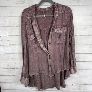 Free People One of the Guys Purple Oversized Waffle High-Low Top